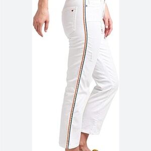 Anthropologie Sundry White High Rise Rainbow Trim Pants Size 25